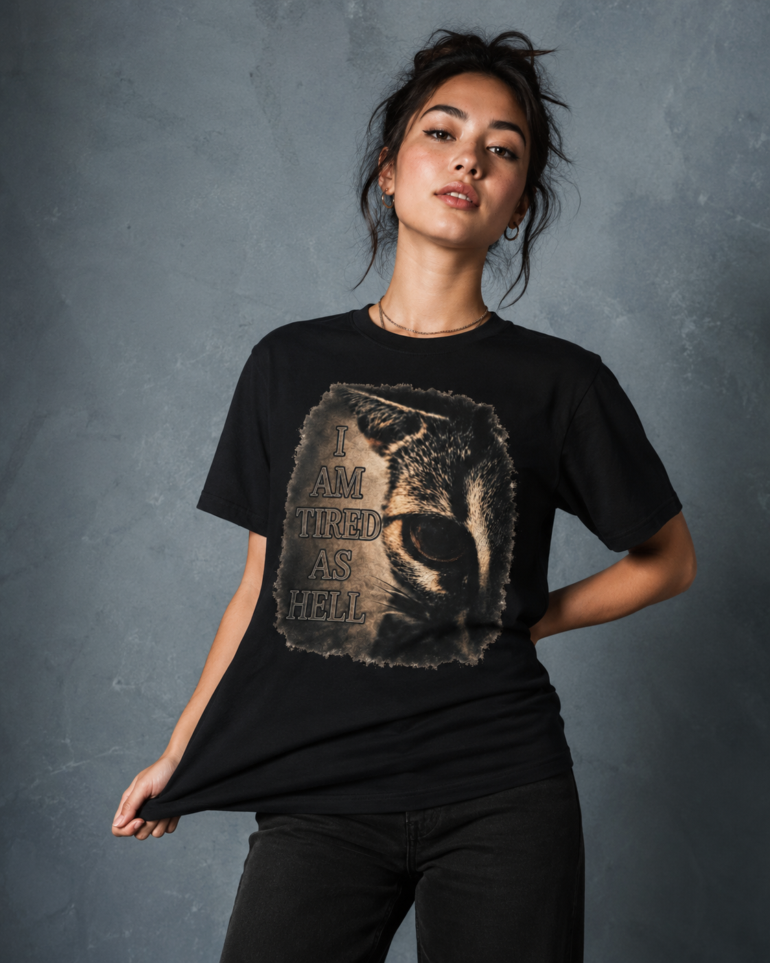 Tired Oversized Cat Tee